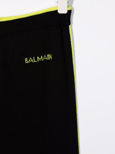 Shop Balmain Teen Logo Print Track Pants In Black
