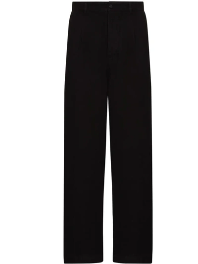 Shop Kenzo High-waisted Straight-leg Trousers In Black