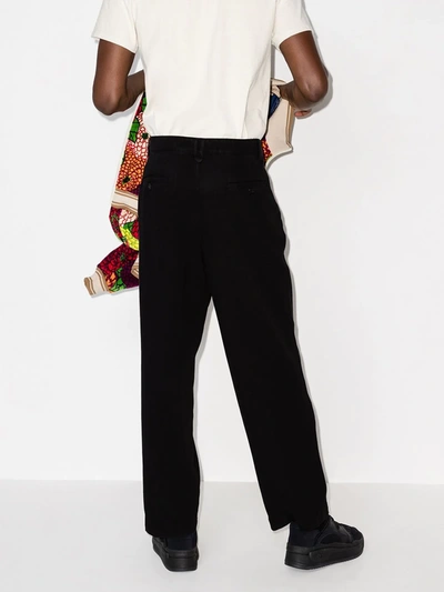Shop Kenzo High-waisted Straight-leg Trousers In Black