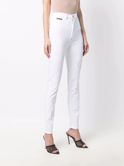 Shop Philipp Plein Logo-print Jeggings In Weiss