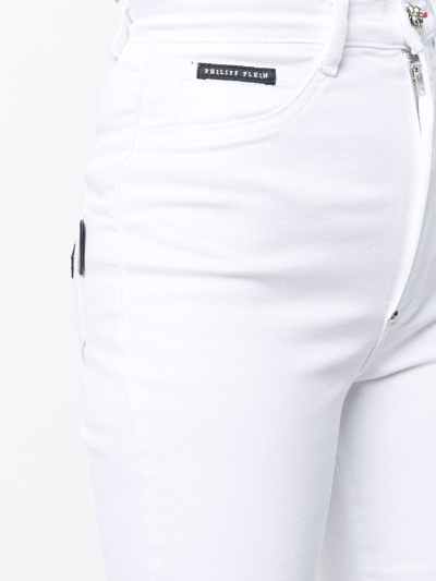 Philipp Plein Signature Embellished Skinny Jeans In Weiss