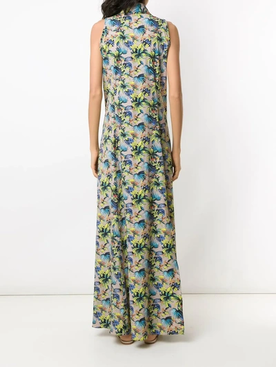 Amir Slama Sleeveless Floral Shirt Dress In Neutrals
