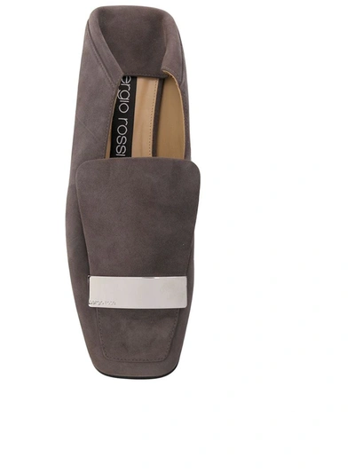 Shop Sergio Rossi Sr1 Logo Plaque Loafers In Grey
