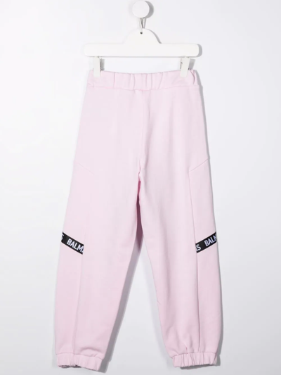 Shop Balmain Logo-print Joggers In Pink