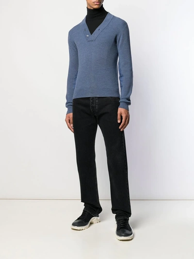 Pre-owned Maison Margiela Ribbed Pullover In Blue
