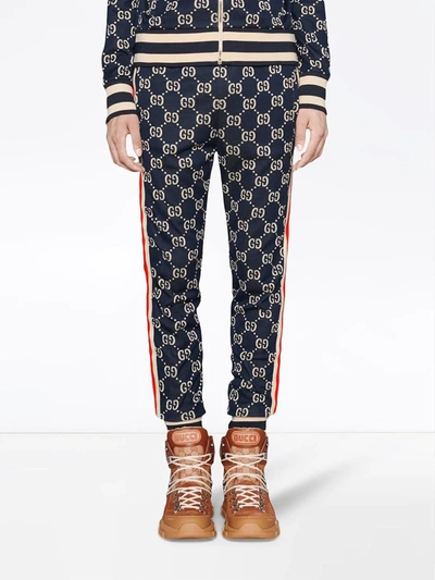 Gucci Blue Jacquard Gg Lounge Pants In Blue