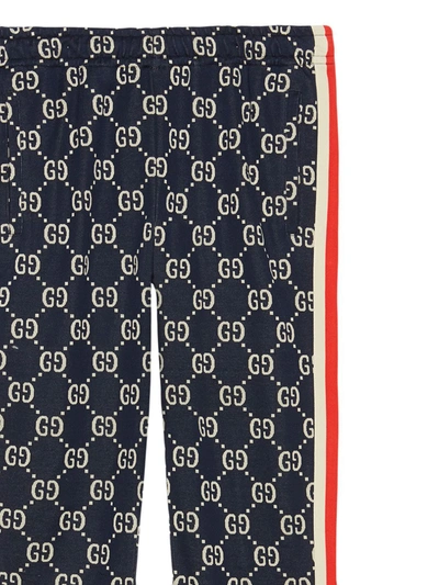 Gucci Blue Jacquard Gg Lounge Pants In Blue