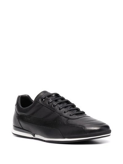 Shop Hugo Boss Logo-embossed Low-top Sneakers In Black