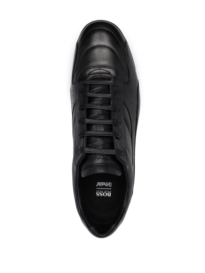 Shop Hugo Boss Logo-embossed Low-top Sneakers In Black
