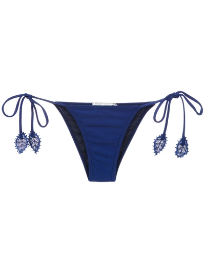 Shop Martha Medeiros Appliqué Details Bikini Bottom In Blue