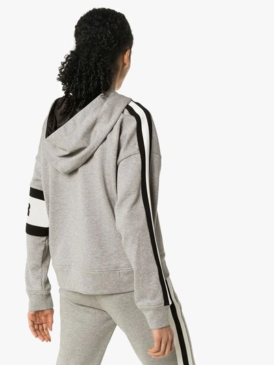 Shop Moncler Logo Stripe Hoodie In Grey