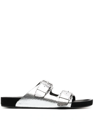 Shop Isabel Marant Lennyo Slip-on Sandals In Silver