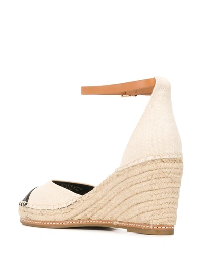 Shop Tory Burch Colour-block Wedge Sandals In Neutrals