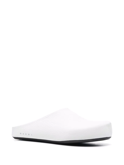 Shop Marni Logo-letter Pebble-effect Clog Slippers In Weiss