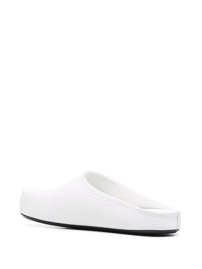 Shop Marni Logo-letter Pebble-effect Clog Slippers In Weiss