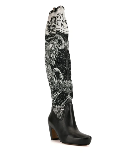Lanvin “saint George And The Dragon” Print Boots In Black