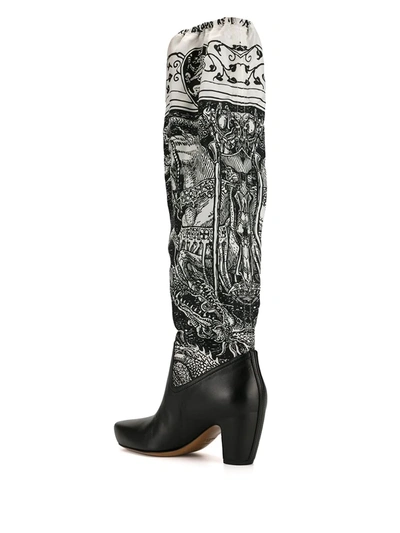 Lanvin “saint George And The Dragon” Print Boots In Black
