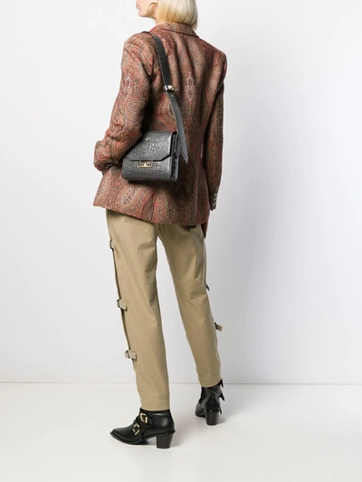 Shop Givenchy Crocodile-effect Shoulder Bag In Grey