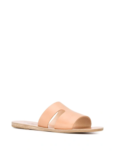 Ancient Greek Sandals Apteros Cutout Leather Slides In Neutrals