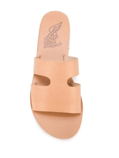 Ancient Greek Sandals Apteros Cutout Leather Slides In Neutrals