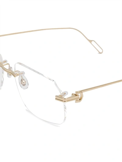 Shop Cartier C Décor Rectangular-frames Glasses In Gold