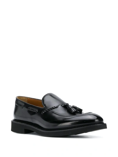 Shop Doucal's Tassel-embellished Leather Loafers In Black