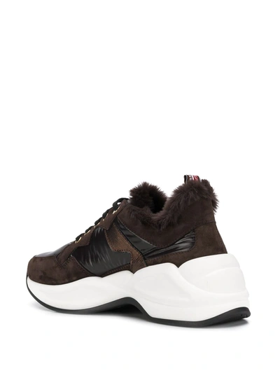 Tosca Blu Faux Fur Low Top Sneakers In Brown