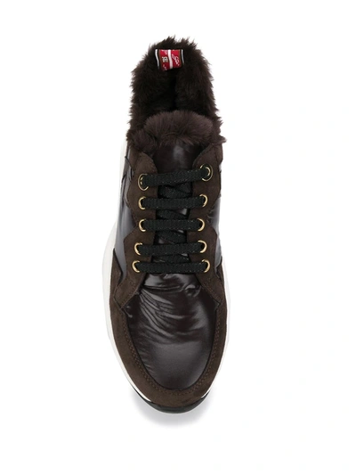 Tosca Blu Faux Fur Low Top Sneakers In Brown