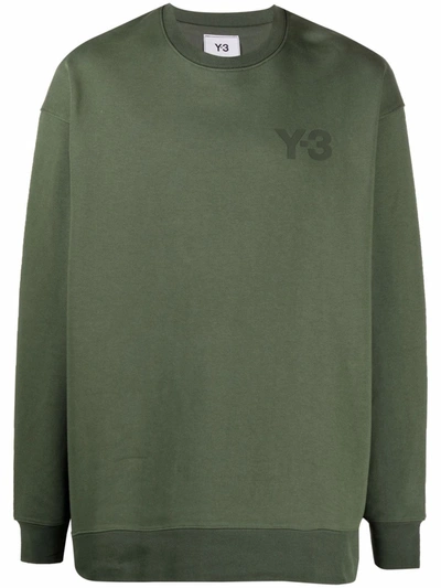 Shop Y-3 Logo-print Cotton Sweatshirt In Green