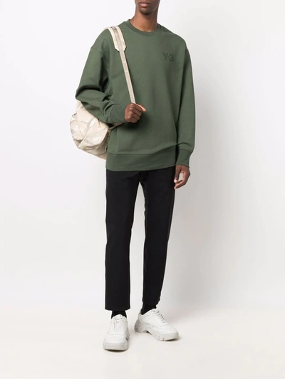 Shop Y-3 Logo-print Cotton Sweatshirt In Green