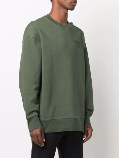 Shop Y-3 Logo-print Cotton Sweatshirt In Green