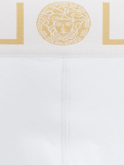 Shop Versace Greca-print Boxer Briefs In White