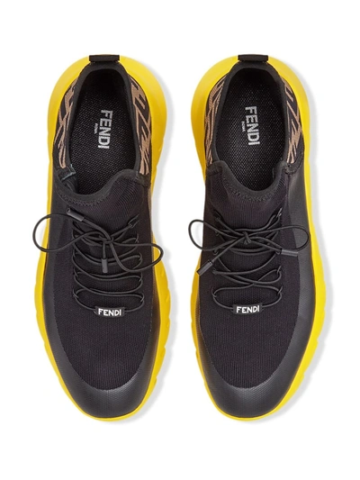 Shop Fendi Tech Knit Ff Sneakers In Black