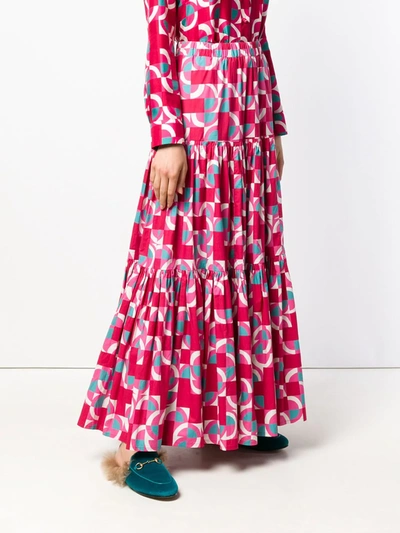 Shop La Doublej Geometric Peasant Skirt In Pink