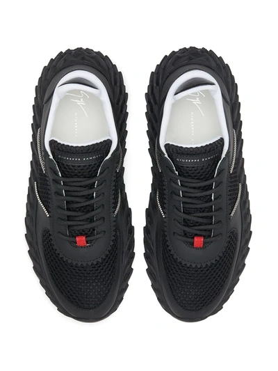 Shop Giuseppe Zanotti Low Top Ridged Mesh Sneakers In Black
