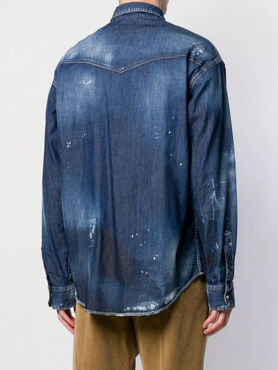 Shop Dsquared2 Western Embroidered Patches Shirt In Blue