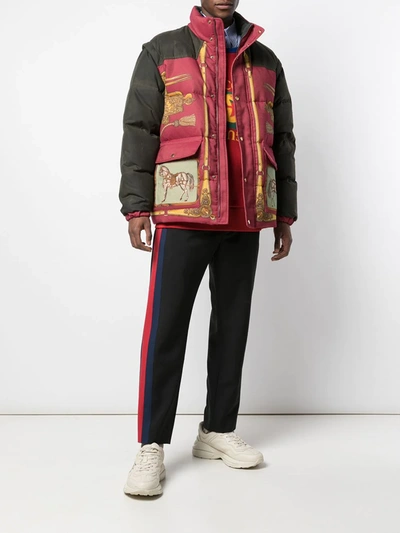Shop Gucci Printed Quilted Puffer Jacket In Red