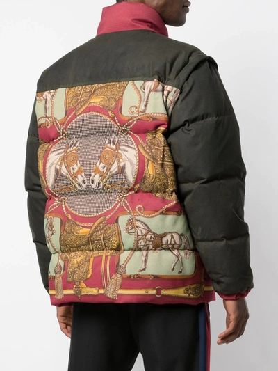 Shop Gucci Printed Quilted Puffer Jacket In Red