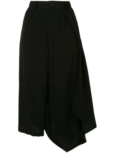Shop Yohji Yamamoto High-rise Draped Midi Skirt In Black