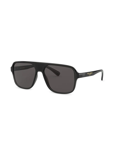 Shop Dolce & Gabbana Logo-embossed Square-frame Sunglasses In Grey