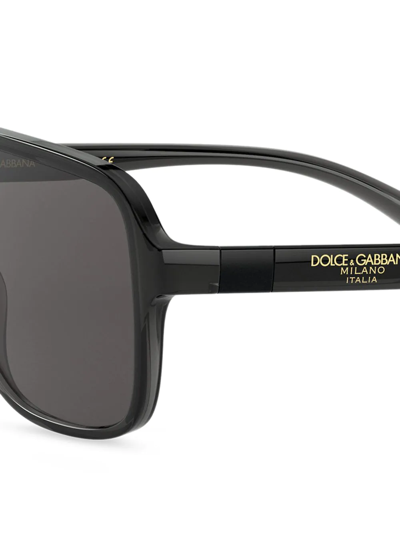 Shop Dolce & Gabbana Logo-embossed Square-frame Sunglasses In Grey