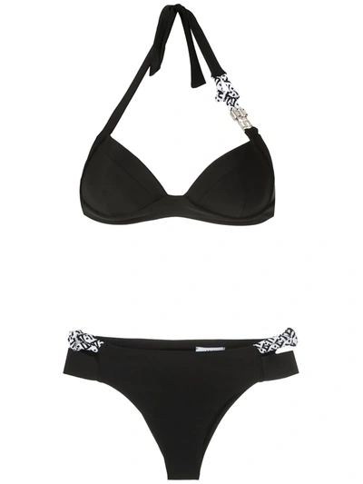 Shop Amir Slama Rope Details Balconette Bikini Set In Black
