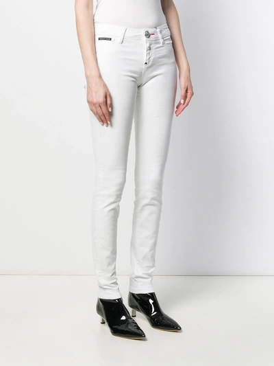 Shop Philipp Plein Jegging Statement Skinny Jeans In White