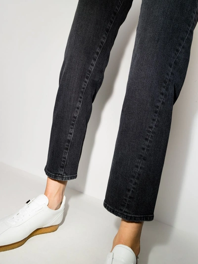 Shop Totême Original Cropped Straight Leg Jeans In Black