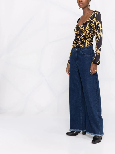 Ganni Silk Stretch Satin U-neck Fitted Blouse In Schwarz