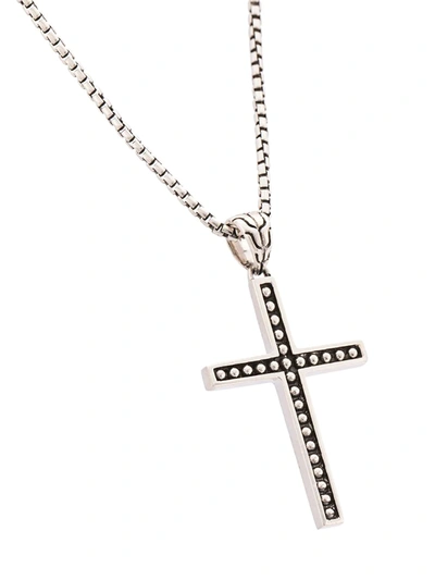 John Hardy Silver Classic Chain Jawan Necklace With Cross Pendant In Metallic
