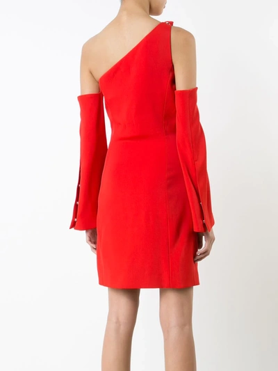 Shop Mugler Off-shoulder Fitted Dress In Red