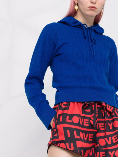 Shop Az Factory I Love You Graphic-print Silk Pyjama Shorts In Red