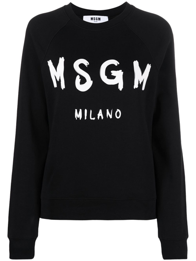 Shop Msgm Logo-print Sweatshirt In Black