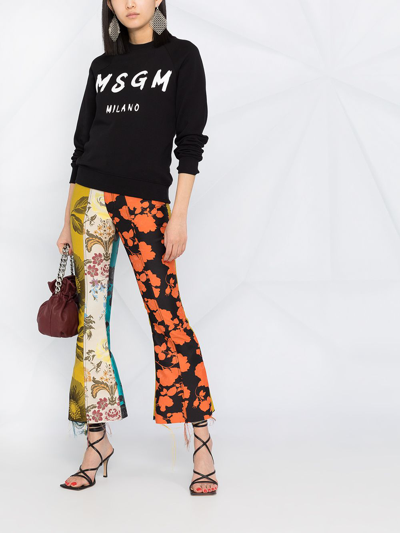 Msgm Logo Print Raglan Sweatshirt In Black